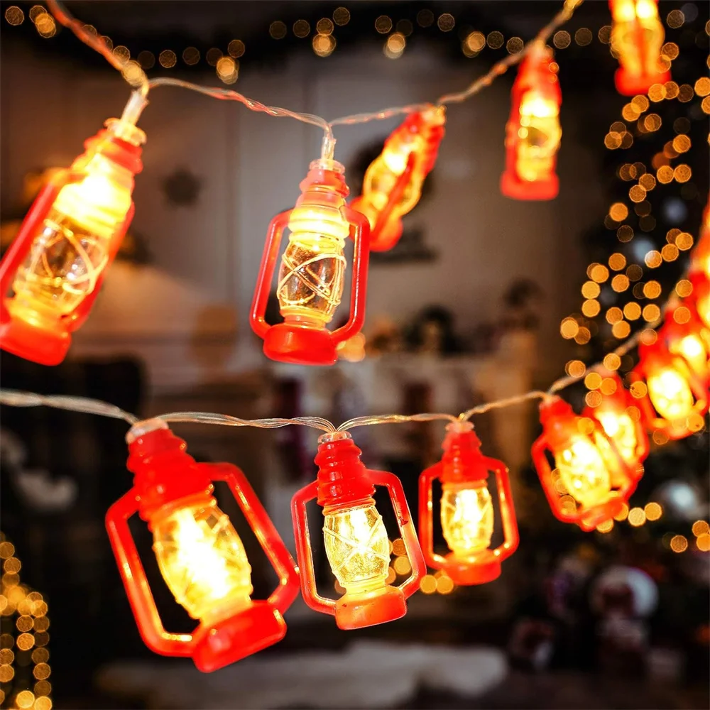 2024 lanterna rossa LED String Lights Mini lampada a cherosene Indoor Outdoor Patio Garden Holiday Home Ramadan Wedding Party Decor 482