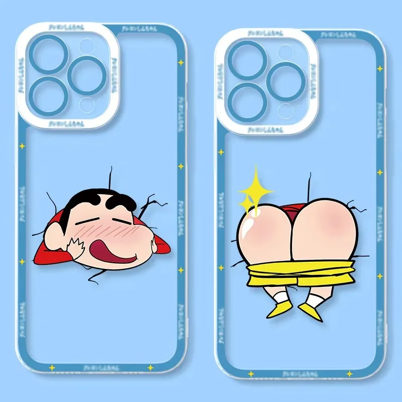 Dinosaur C-Crayon S-ShinChan Soft Silicone Case For iPhone 16 Pro Max 15 14 Plus 13 12 11 Pro XR XS X 8 7 SE 2020 Clear Cover