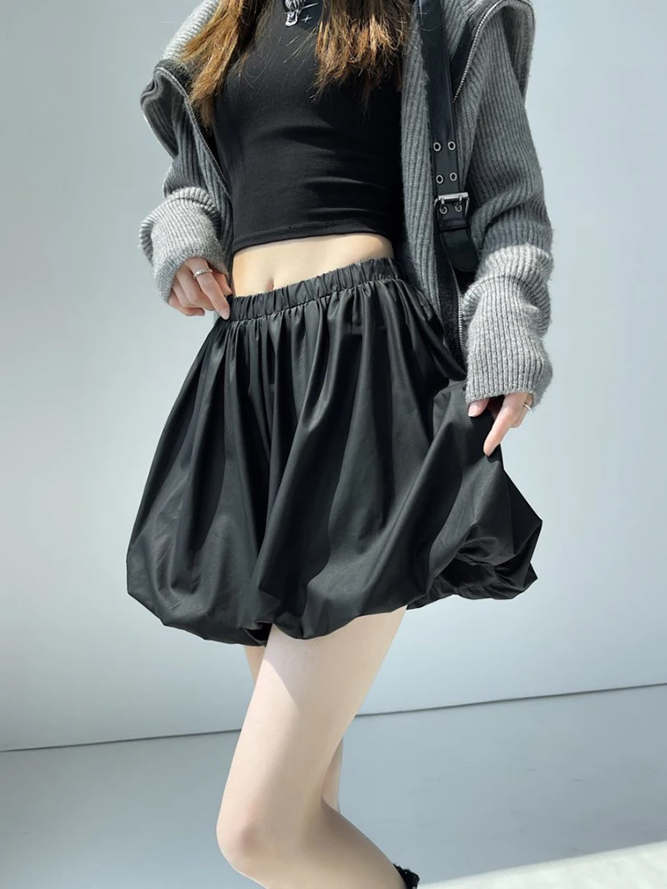 الخريف الشتاء خمر بولي Leather الجلود برعم السراويل للنساء مرونة عالية الخصر الشارع الشهير فضفاض الساخن الحلو سراويل قصيرة سيدة #4