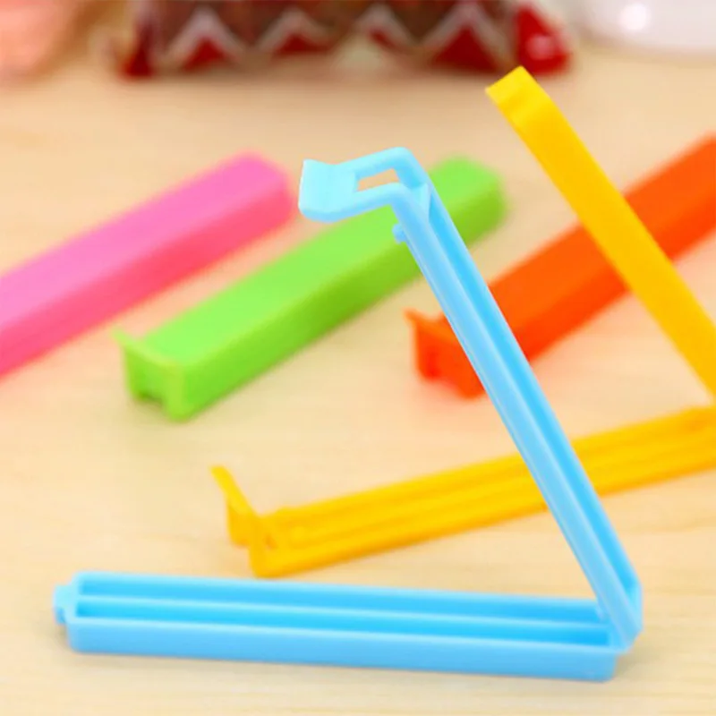 Clips esbeltos de plástico de Color caramelo, herramienta de sellado de boca para mantener galletas de Chip frescas, suministros de cocina para el