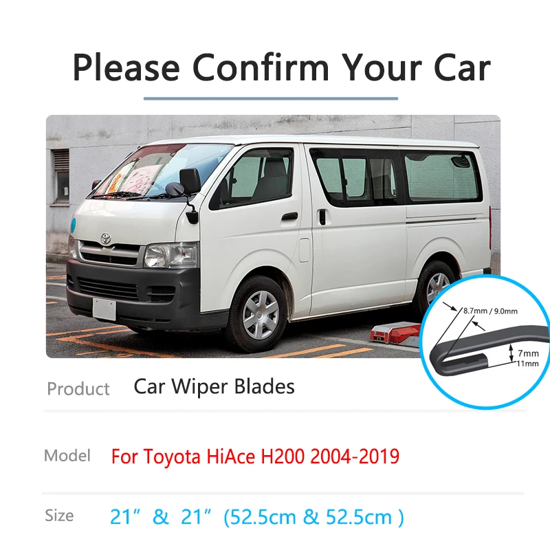 For Toyota HiAce H200 RegiusAce Van 2004~2019 Front Rear Window Wiper Blades Brushes Windshield Windscreen Cleaning Accessories