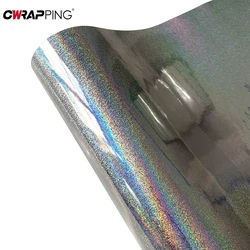 Car Stickers Glossy Laser Scattered Silver Vinyl Wrap Car Body Color Change Stickers Waterproof Anti-scratch Car Accessories