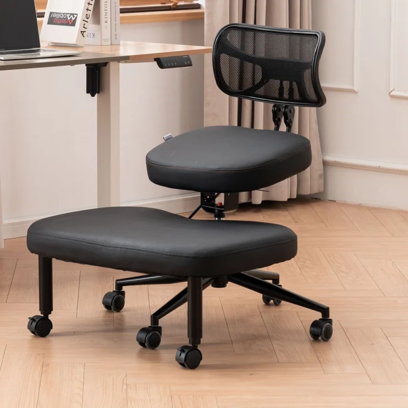 Ergonomic Cross Legged Chair with Wheels and Back Seat Angle Adjustable Versatile Kneeling Chair for Home and Office Furniture