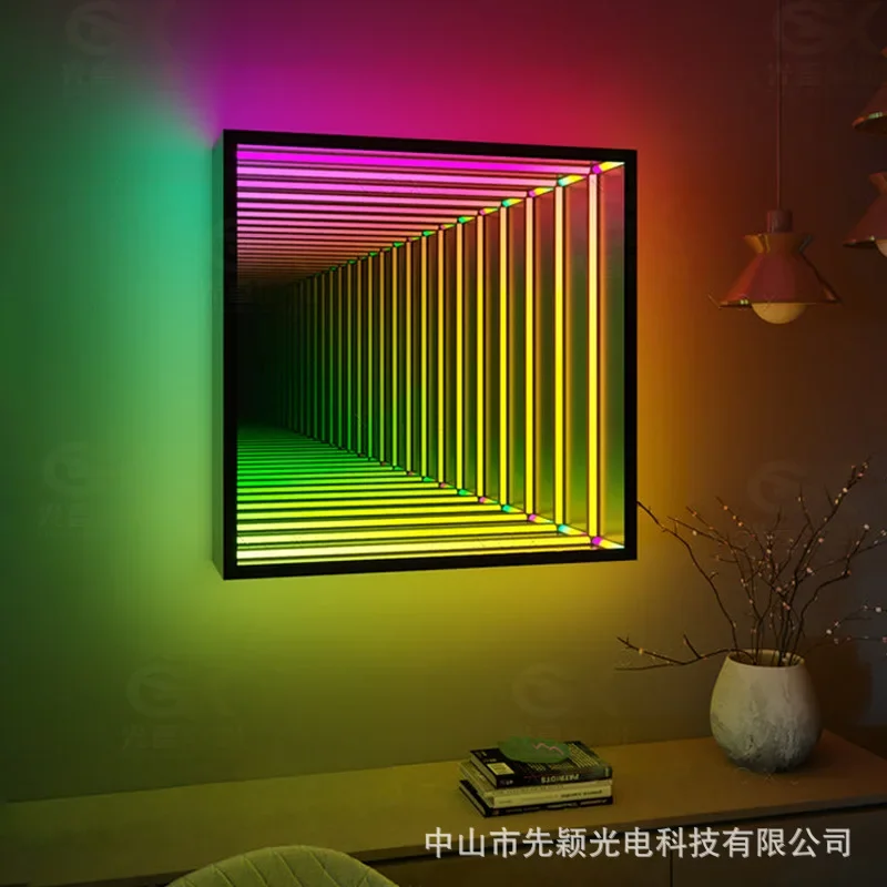 Personalized led Infinity illusion Mirror Indoor LED Sign Board Customized Acrylic Reflection 3D Neon Infinite Mirror