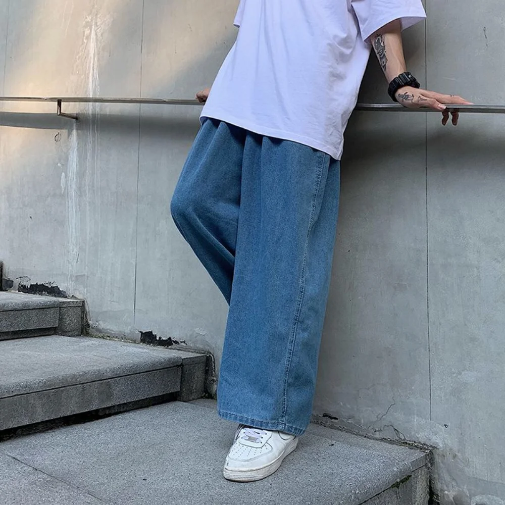 New Spring Men Korean Fashion Jeans men Streetwear Hip Hop Baggy Denim Trousers Straight Wide Leg cargo Pants pantalon homme