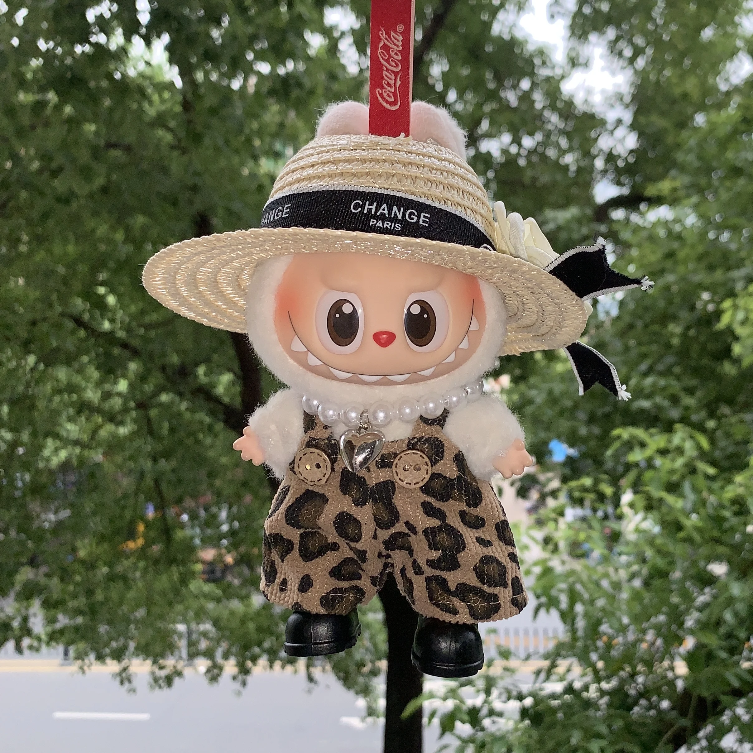 

Новые коричневые брюки с леопардовым ремнем, модный вельветовый комплект по индивидуальному заказу для куклы labubu v1v2v3 17 см