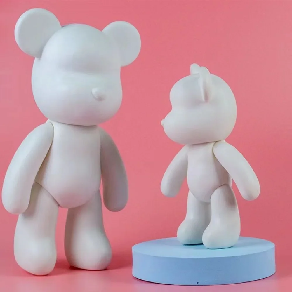 Handmade Various Size Fluid bear POPOBE White Blank Mold Vinly Toys Bear for DIY Painted Medicom Toys Collectors