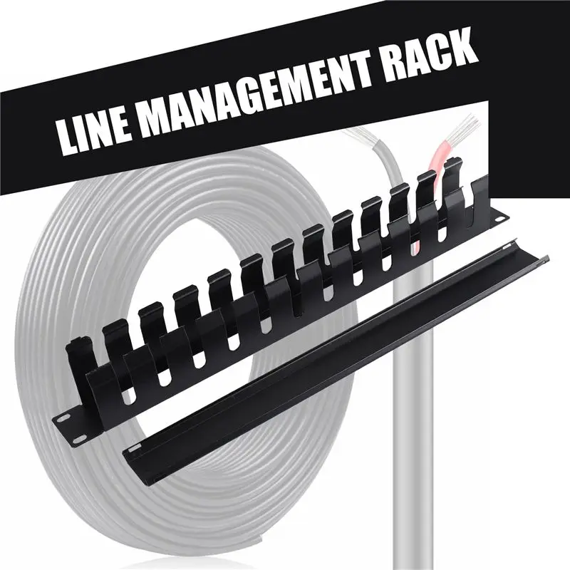 QWE-1U Cable Management Horizontal Mount 19 Inch Server Rack , 12 Slot Metal Finger Duct Wire Organizer With Cover