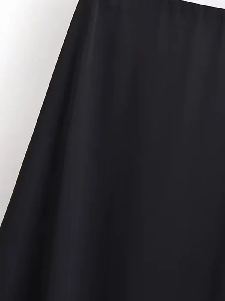 Mujer 2025 otoño nueva elegante falda negra de encaje satinado de lujo Falda larga recta falda de Mujer de fiesta de moda