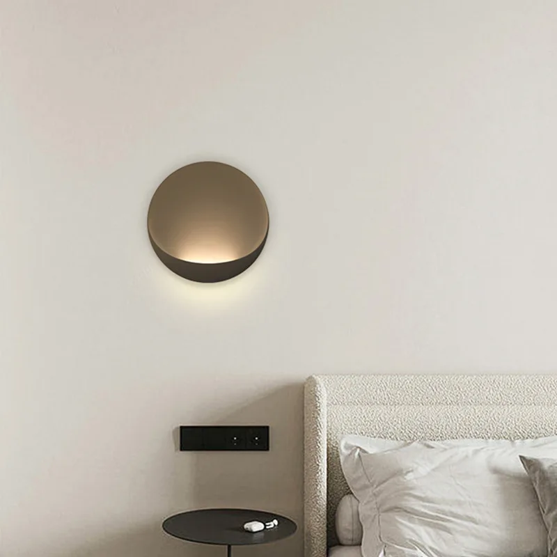 الحديثة جولة الألومنيوم وحدة إضاءة LED جداريّة أضواء لغرفة النوم السرير ديكور المنزل الحد الأدنى البرتقال البيض الجدار الشمعدان مصباح