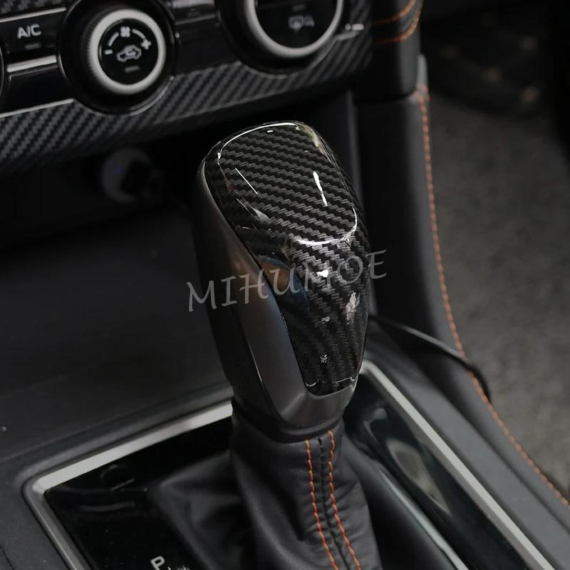 

1Pc Carbon Fiber Interior Gear Shift Lever Knob Cover Trims For 2017-2024 Subaru Forester Crosstrek XV Impreza Outback Legacy