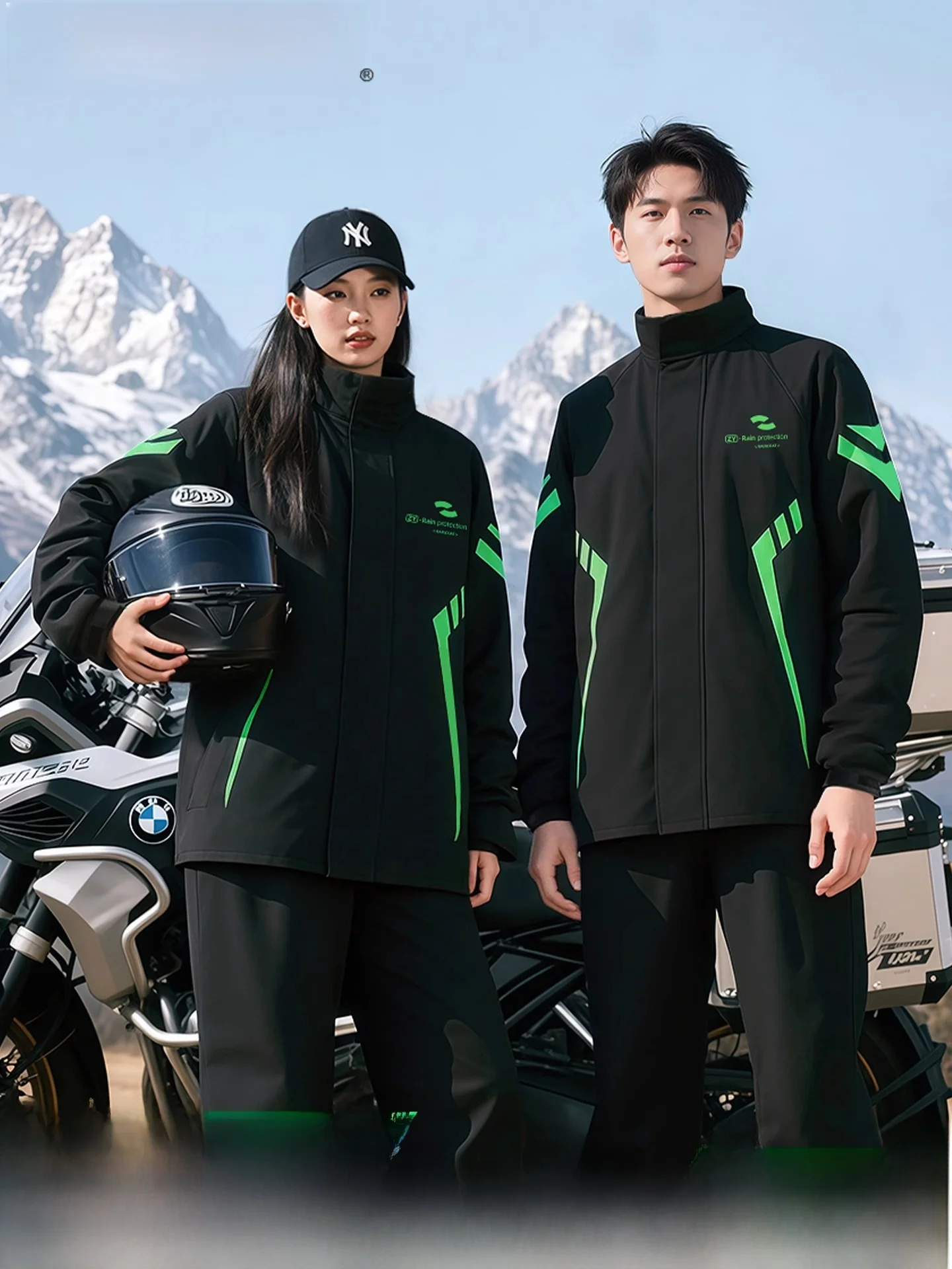 

ZhenYu Men's Motorcycle Raincoat Set Full Body Adult Outerwear Comfortable Breathable Material for very Riders Heavy Rain...