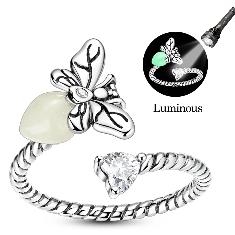 

Original 925 Sterling Silver Luminous Firefly Ring Sparkling CZ Zircon For Women Girls Family Birthday Fashion Jewelry Gifts