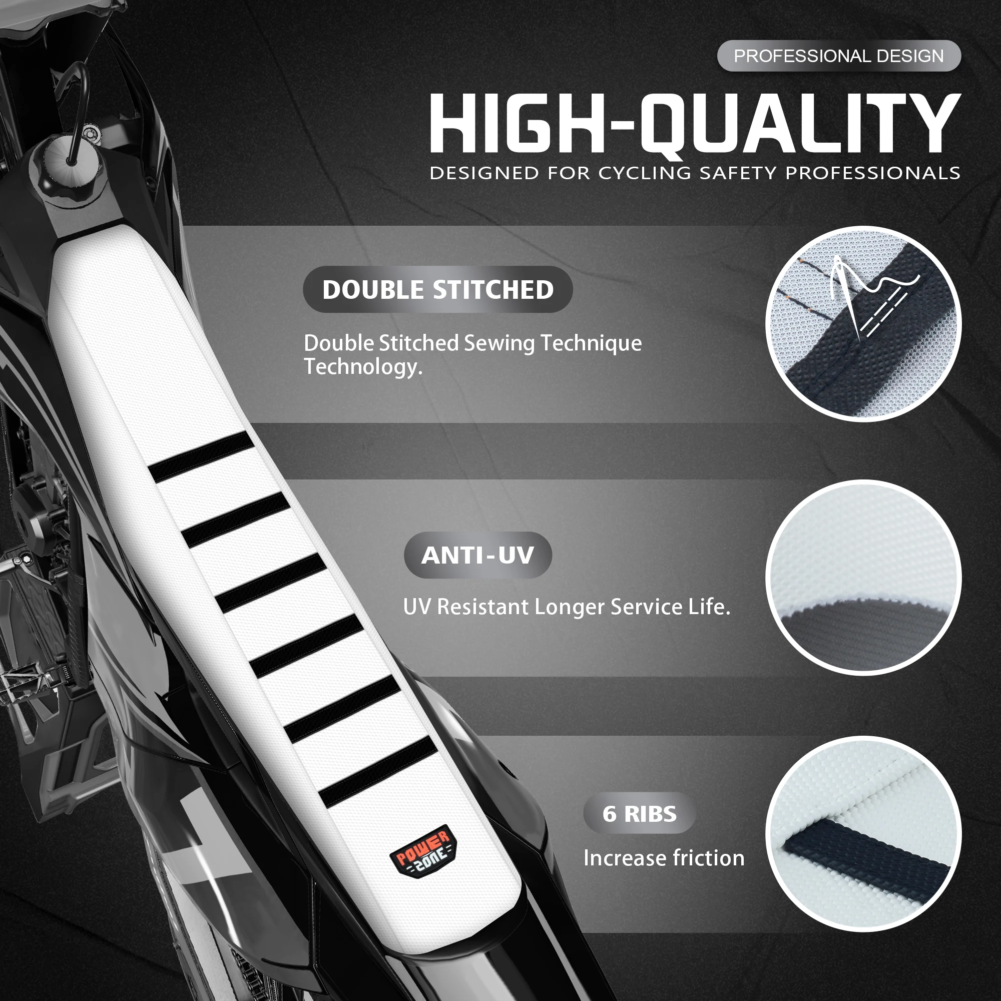 Powerzone Universal Seat Cover Soft Waterproof Ribbed Motorcycle Seat Cover For SXF EXC KXF CRF YZF WR TC TE image 3