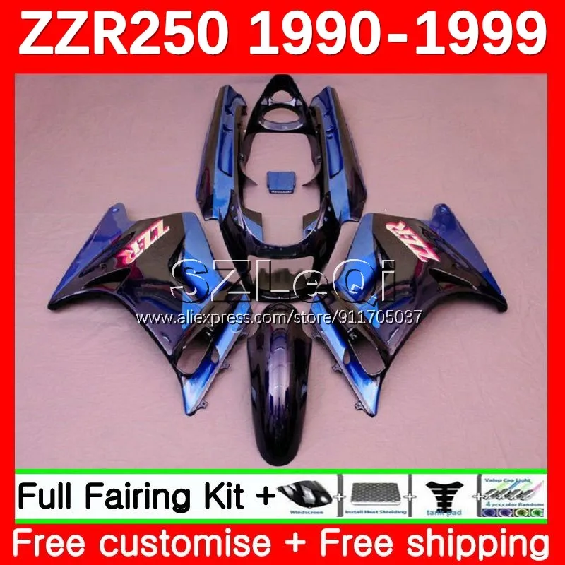 Body Kit For KAWASAKI NINJA ZZR Blue black 250 ZZR-250 90-99 91No.34 ZZR250 90 91 92 93 94 99 1995 1996 1997 1998 1999 Fairing