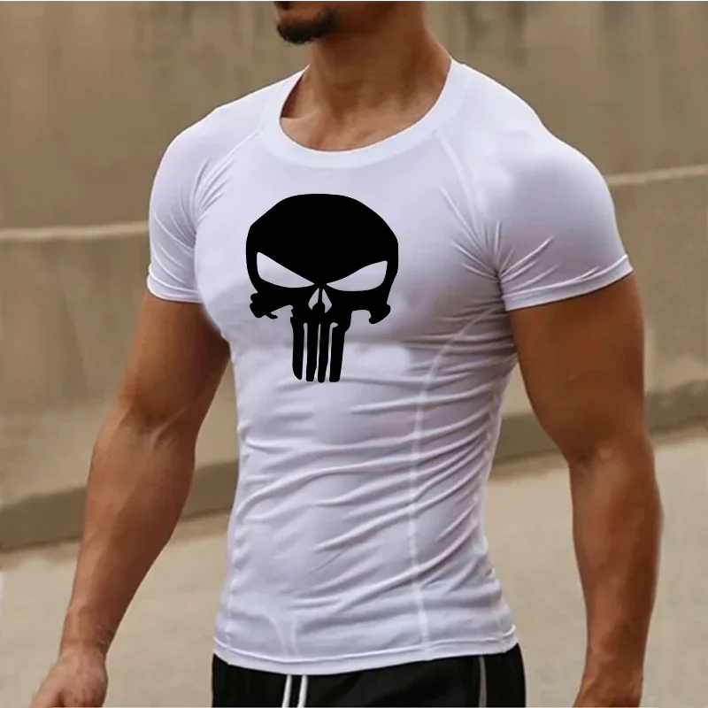 Tights Men\'s Fitness Punisher Clothes Sports Running Suit Basketball Training Drying Clothes Men High Elastic T-Shirt