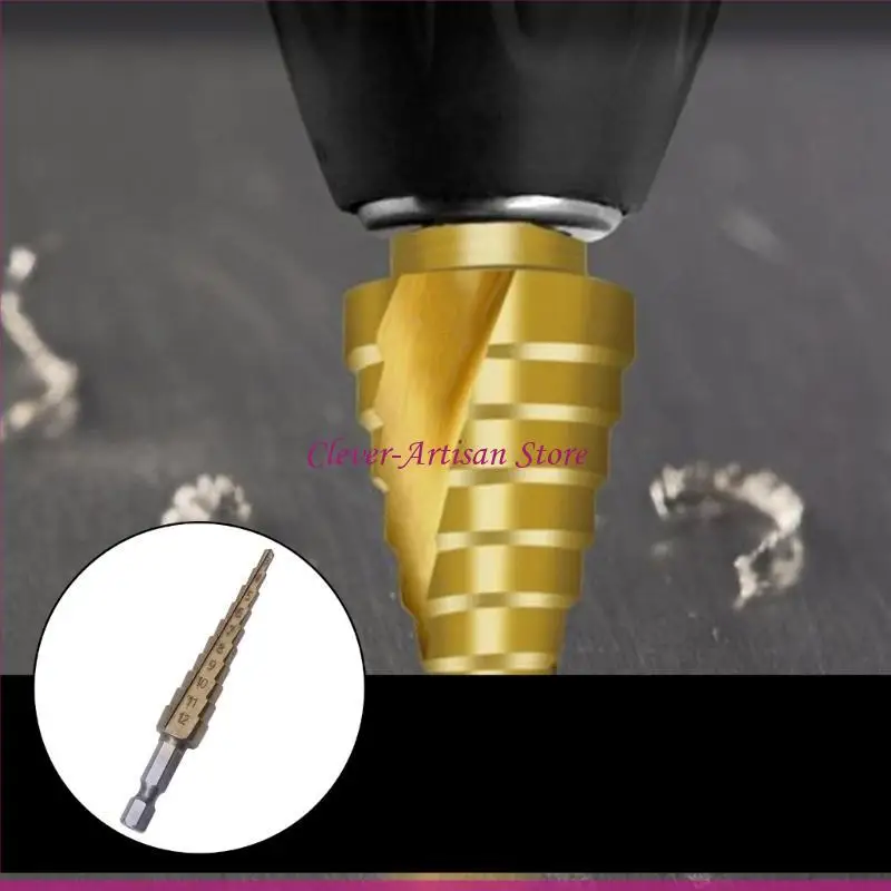 E06B HSS Cocted Step Stage Spet 1/4 "шестнадцатеричный хвостовик 3-12 мм режущий инструмент