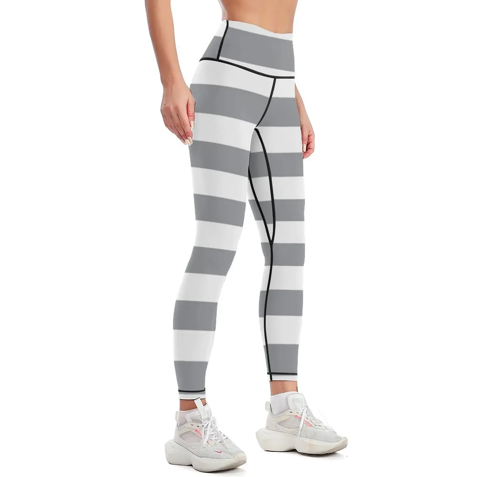 Horizontal Grey Stripes Leggings sport set active wear Womens Leggings