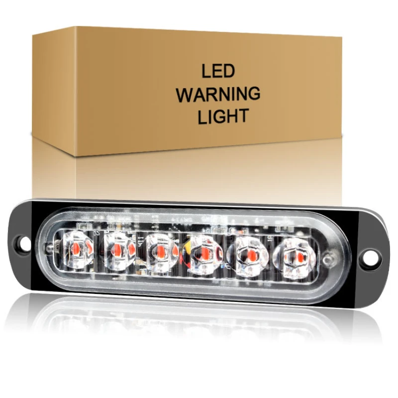 6LED Car Warning Light Grill Emergency Police Lights 12V 12LED Constant Warning Light Trailer Rear Side Warning Lamp Assembly