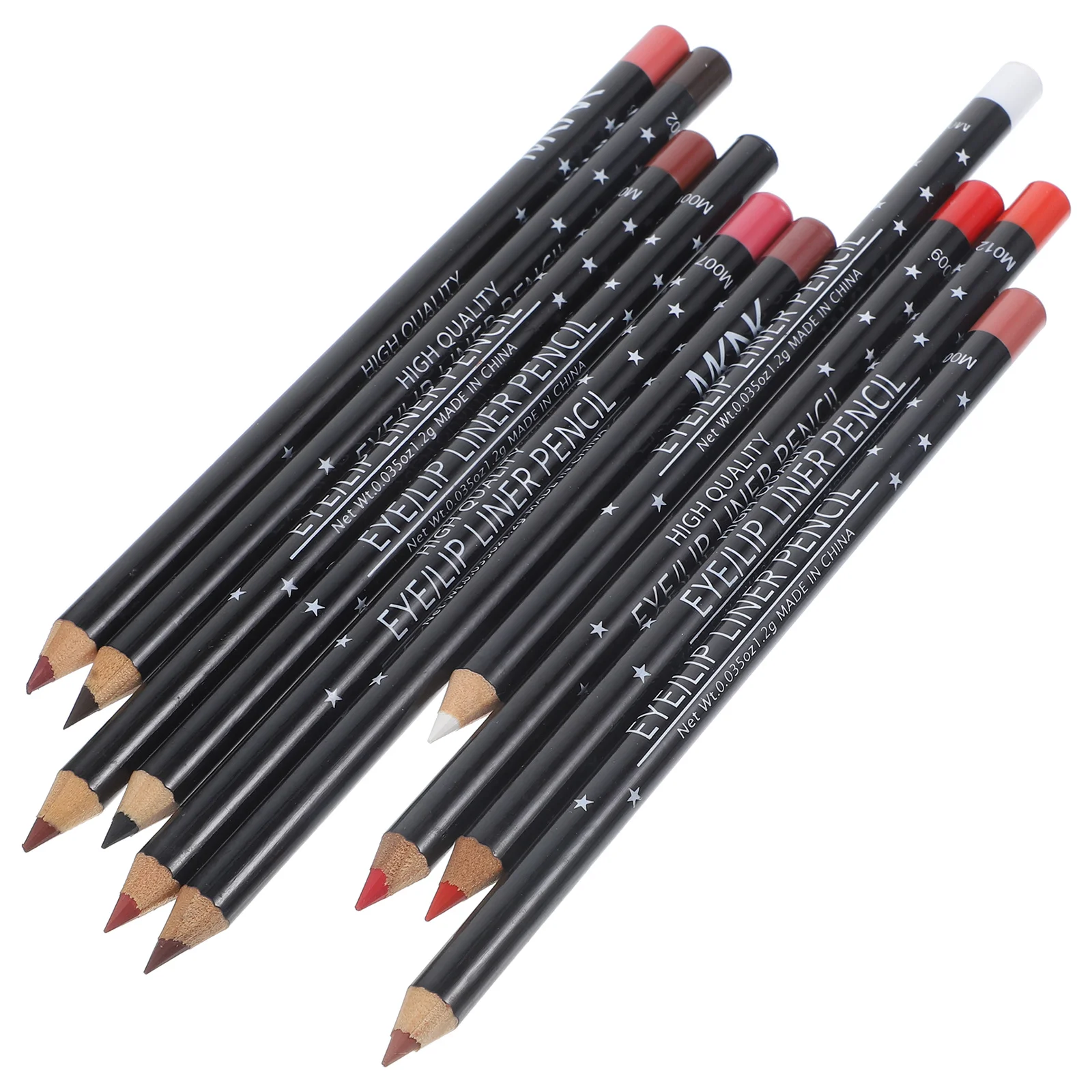 12 pezzi di matita per labbra impermeabile con nucleo liscio, leggera, colorata, modellante per labbra, eyeliner per trucco a lunga durata per le donne