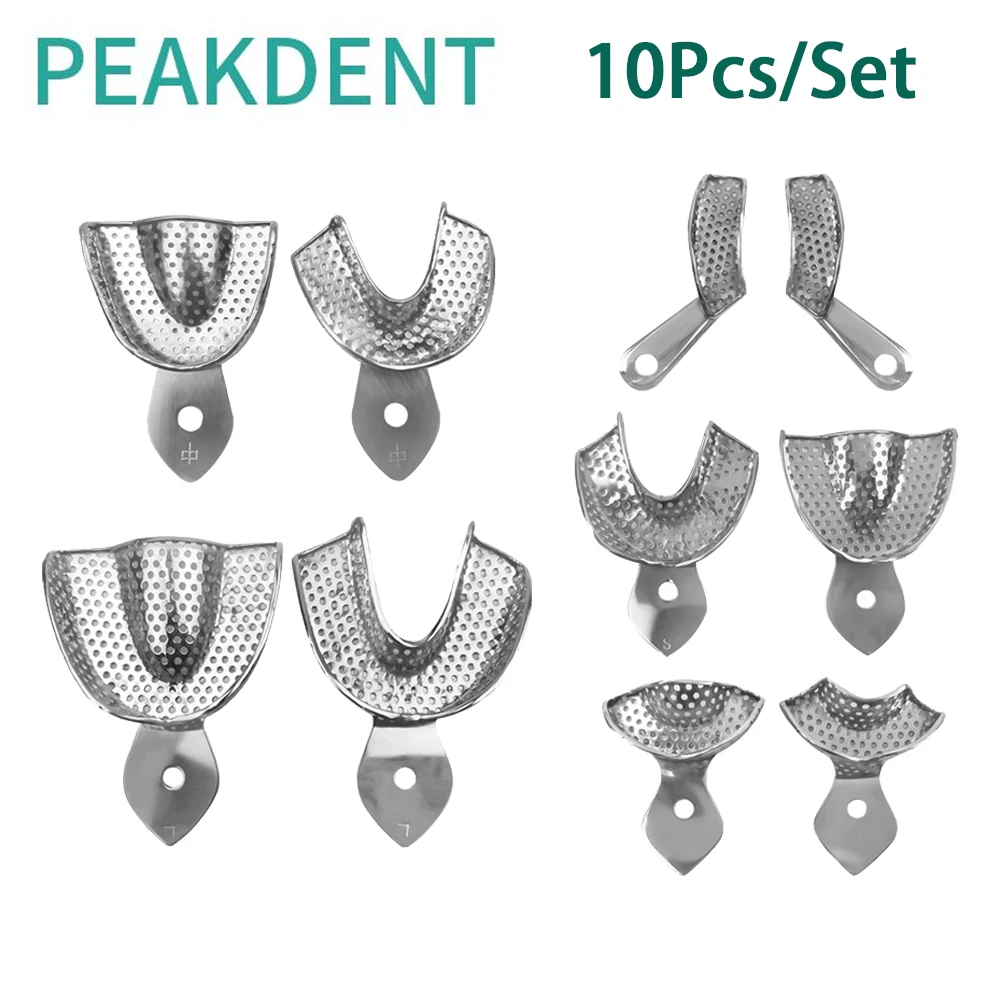 

10Pcs/set Dental Impression Tray Stainless Steel Teeth Tray Denture Instrument Trays Dentist Tools Teeth Holder Tray