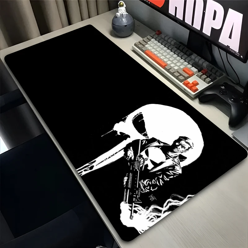 Grande mousepad portátil p-unishers logotipo gamer gabinete tapete de mesa teclado estendido marvel preto mouse pad antiderrapante borracha pc tapete