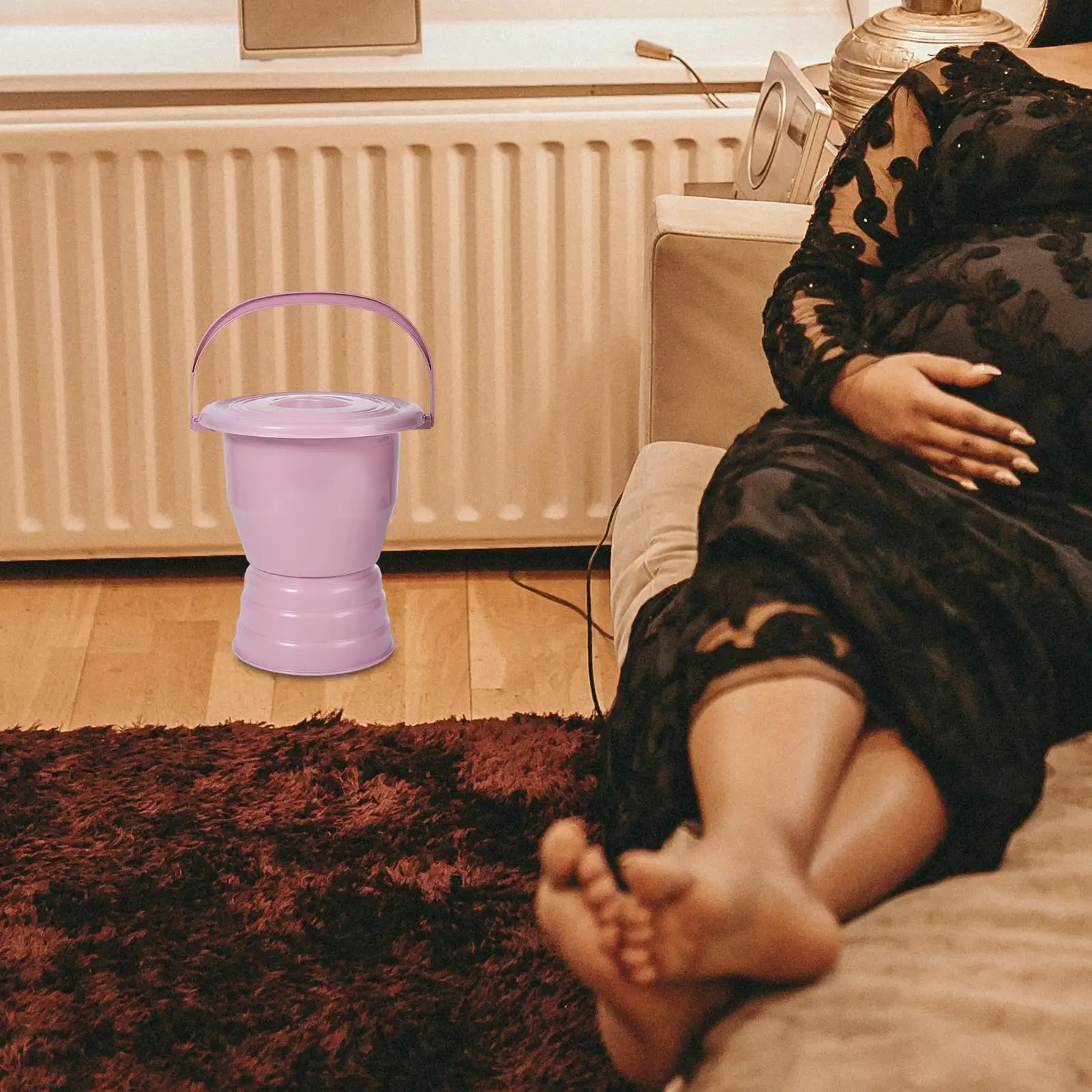 Thickened Chamber Pot with Lid Handle for Women Men Night Urine Bucket Portable Bedside Commode Spittoon for Home Use