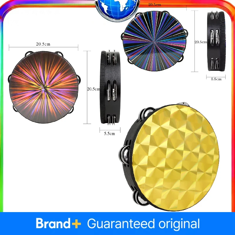 

Новый 8-дюймовый цветной двухрядный ручной бубен, инструмент Орфа, вечерние танцевальные игрушки, деревянная лента, пение, аккомпанемент, бубен