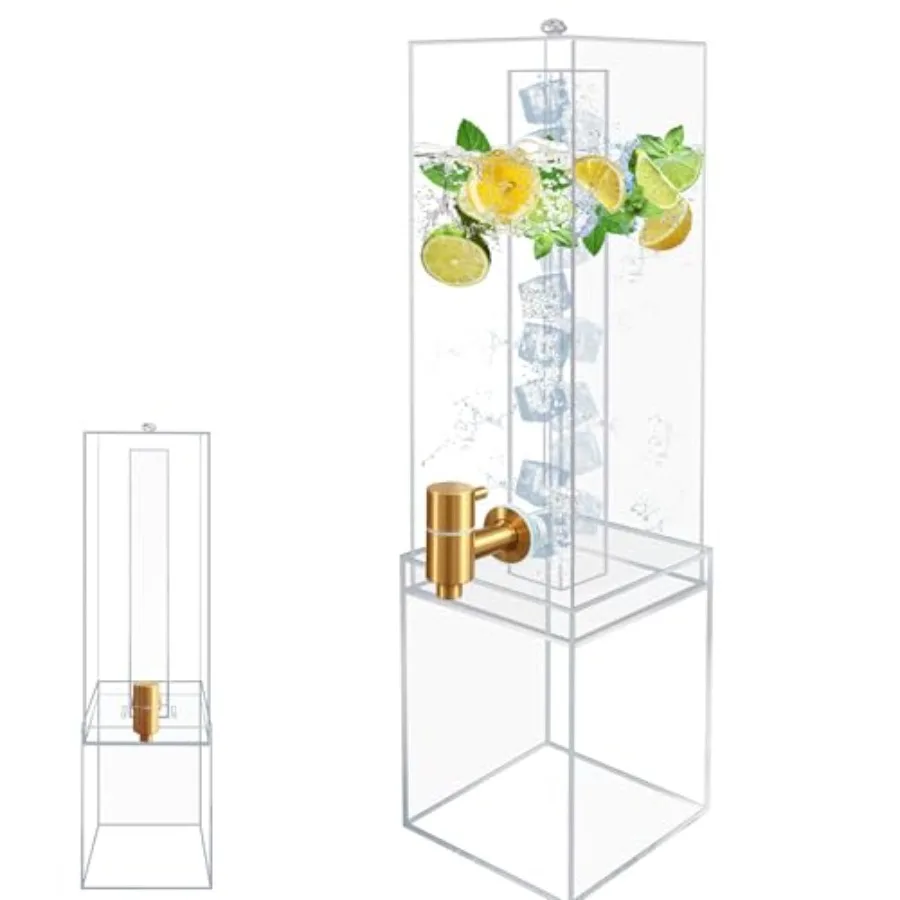 

Диспенсер для напитков объемом 2 галлона с акриловой подставкой, диспенсеры для напитков для вечеринок с отсеком для льда, диспенсер для напитков