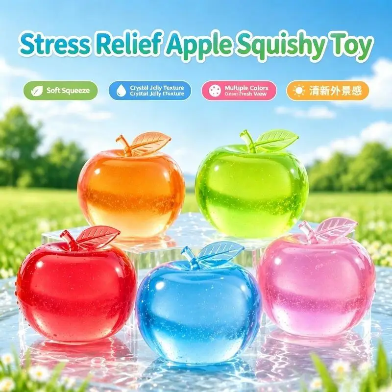 Jelly Apple Squishy Toy Soft Pinch Toy Slow Rebound Stress Relief Toy Cute Halloween Apple Fidget Squeeze Toy for Kids Adult