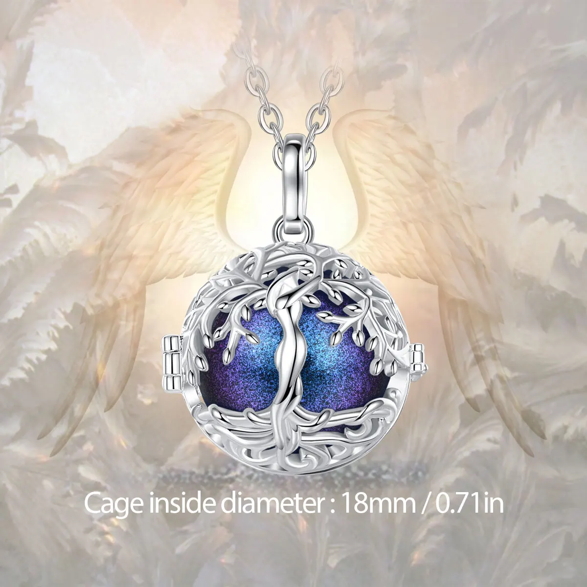 Eudora Bola de Grossesse Necklace 18mm Tree of Life Angel Caller Musical Bell Pendant DIY Jewelry Gift for Pregnant Women