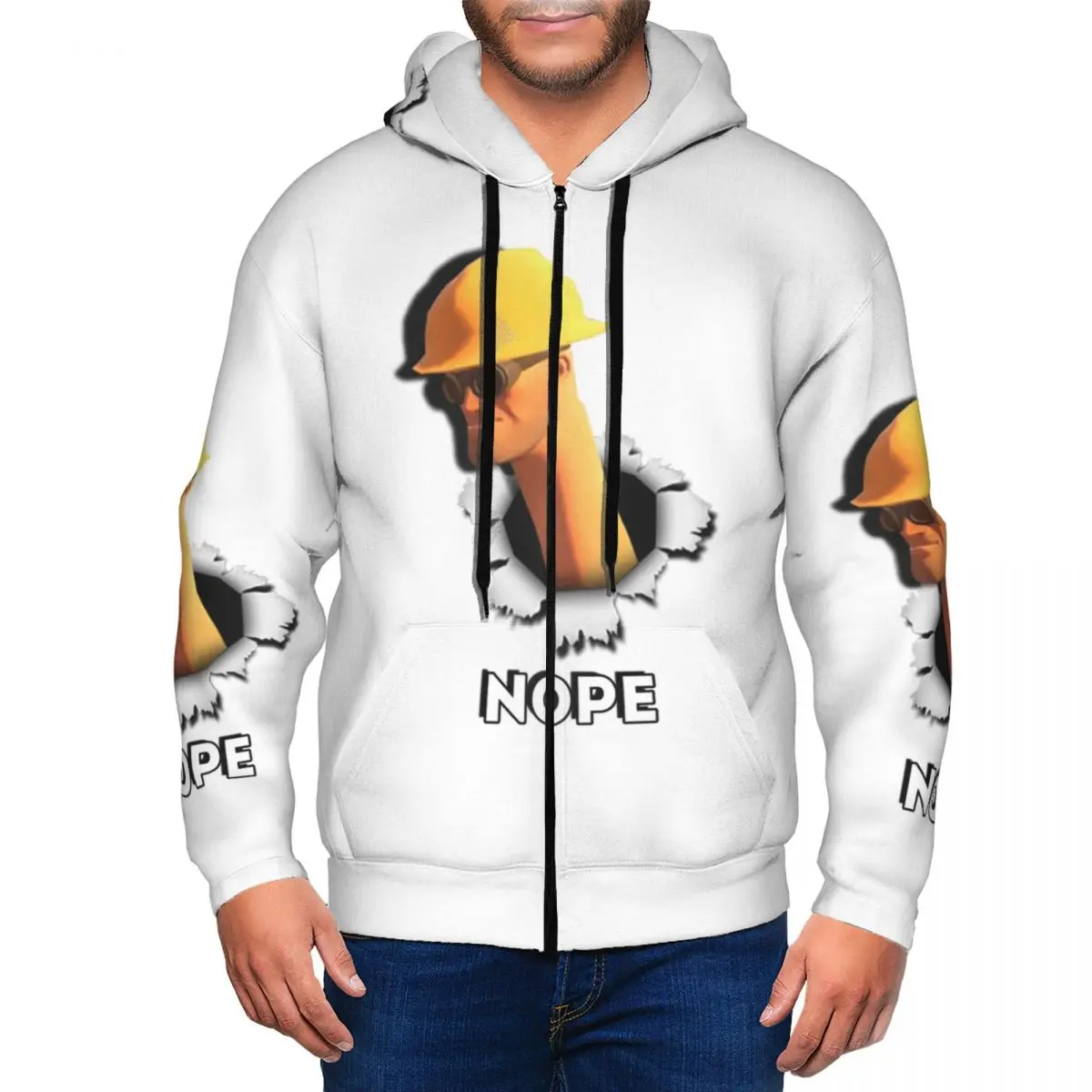 Team Fortress 2 Nope Engineer TF2 Zipper Hoodie Harajuku Pullover Autumn Winter Men's Women's Sweatshirt Long Sleeve Tops