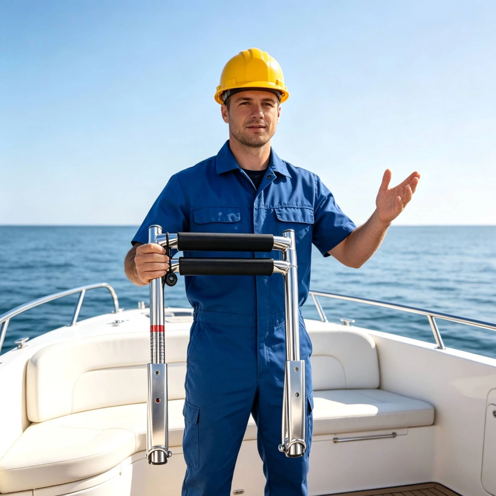 Folding Boat Ladder Marine Grade Boarding Ladder Hardware Foldable Space-Saving for Boaters, Boats, Yachts