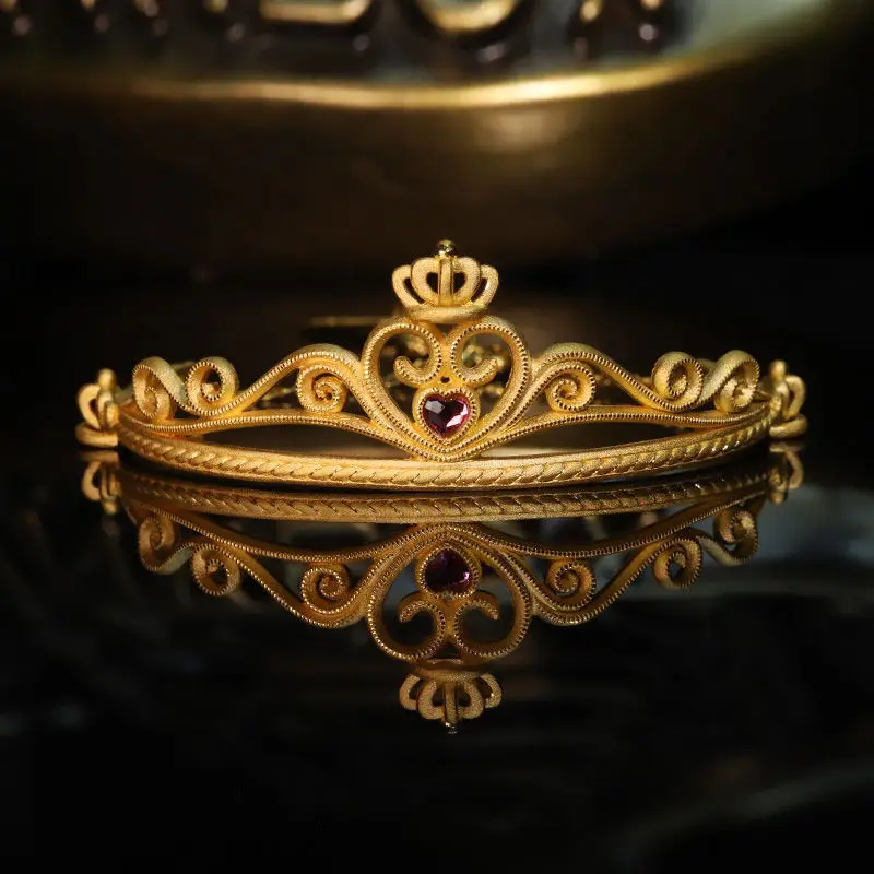 

Elegant Vintage Princess Crown 18K 14K Gold Filled Open Cuff Bangle Bracelet for Girl Women Gifts Queen Crown Statement Jewelry