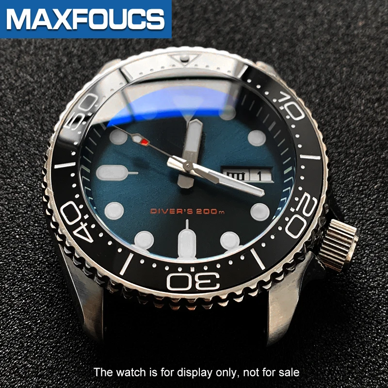 Leuchtender Zeiger bei 12 Uhr, schräger Keramik-Lünetteneinsatz, MOD SKX007 Divers, passend für 31,5 x 30,5 mm, kristallschwarzes Uhrenzubehör – Detail 6