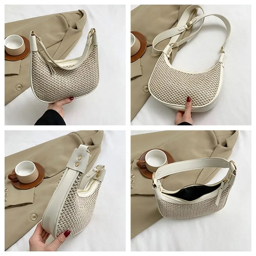 Fashion Grass Woven Shoulder Bag Rattan Handmade Bohemian Style Straw Bag Texture Handbags for Summer