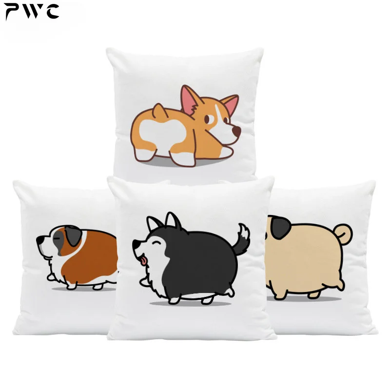 

45X45CM Funny Corgi Pillowcase Birthday Gift Festive Pillowcase Living Room Sofa Cushion Cover Decorative Pillowcase