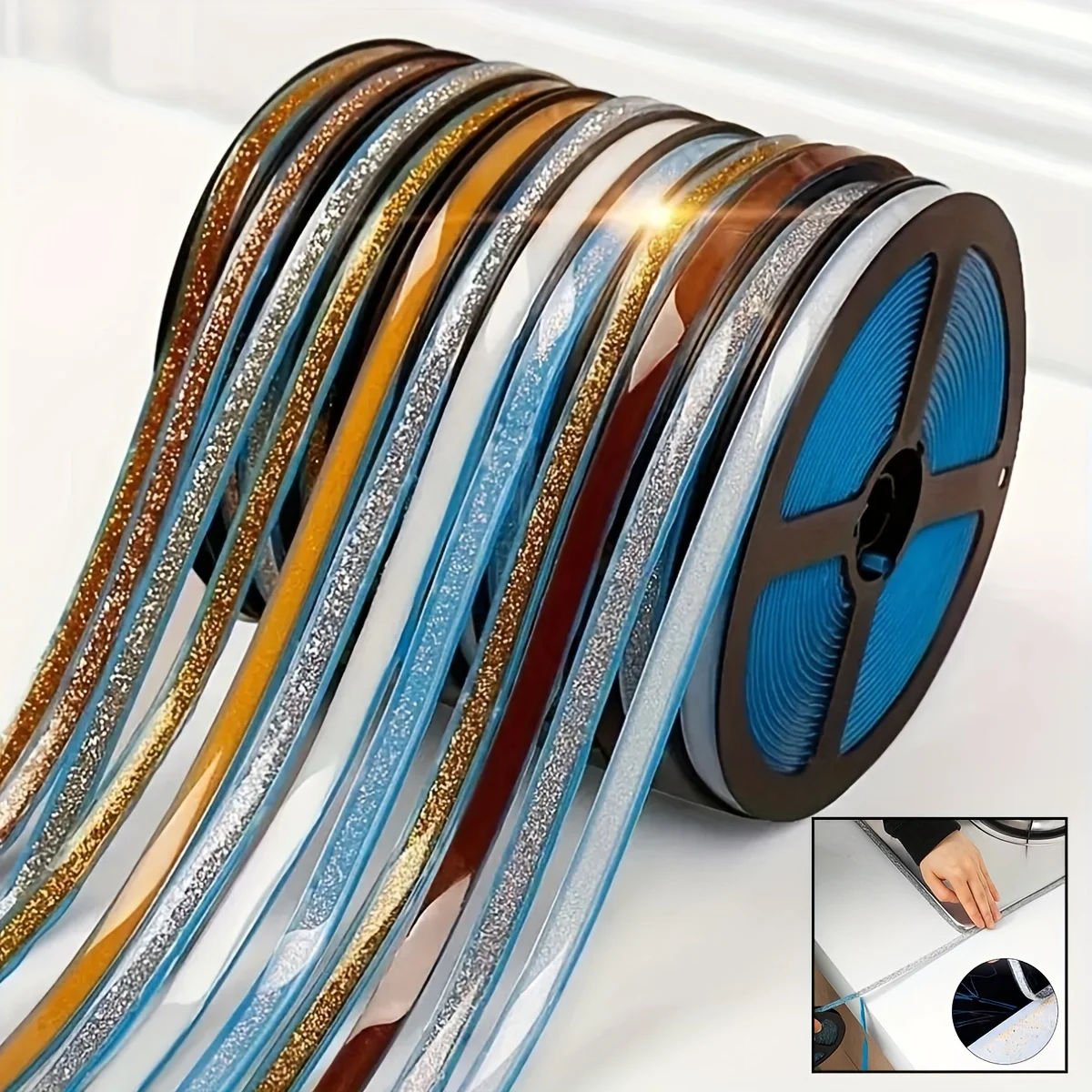 1pc Self-adhesive Caulk Strip : The Perfect Sealant Tape for BathroomToilet , Sink , and Bathtub Floor Wall Edge Protection home