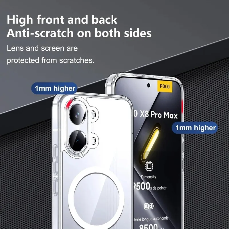 For Magsafe Acrylic Case for Xiaomi POCO X8 Pro Max X8pro Magnetic