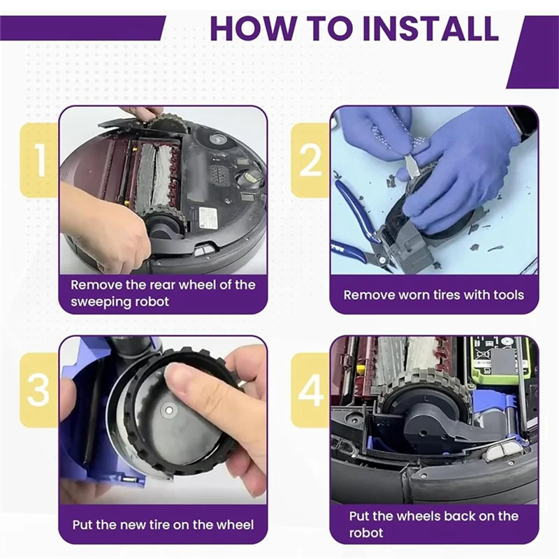 Apropriado para irobot 5/6/7/8/9 vassoura máquina de esfregar roda pneu couro