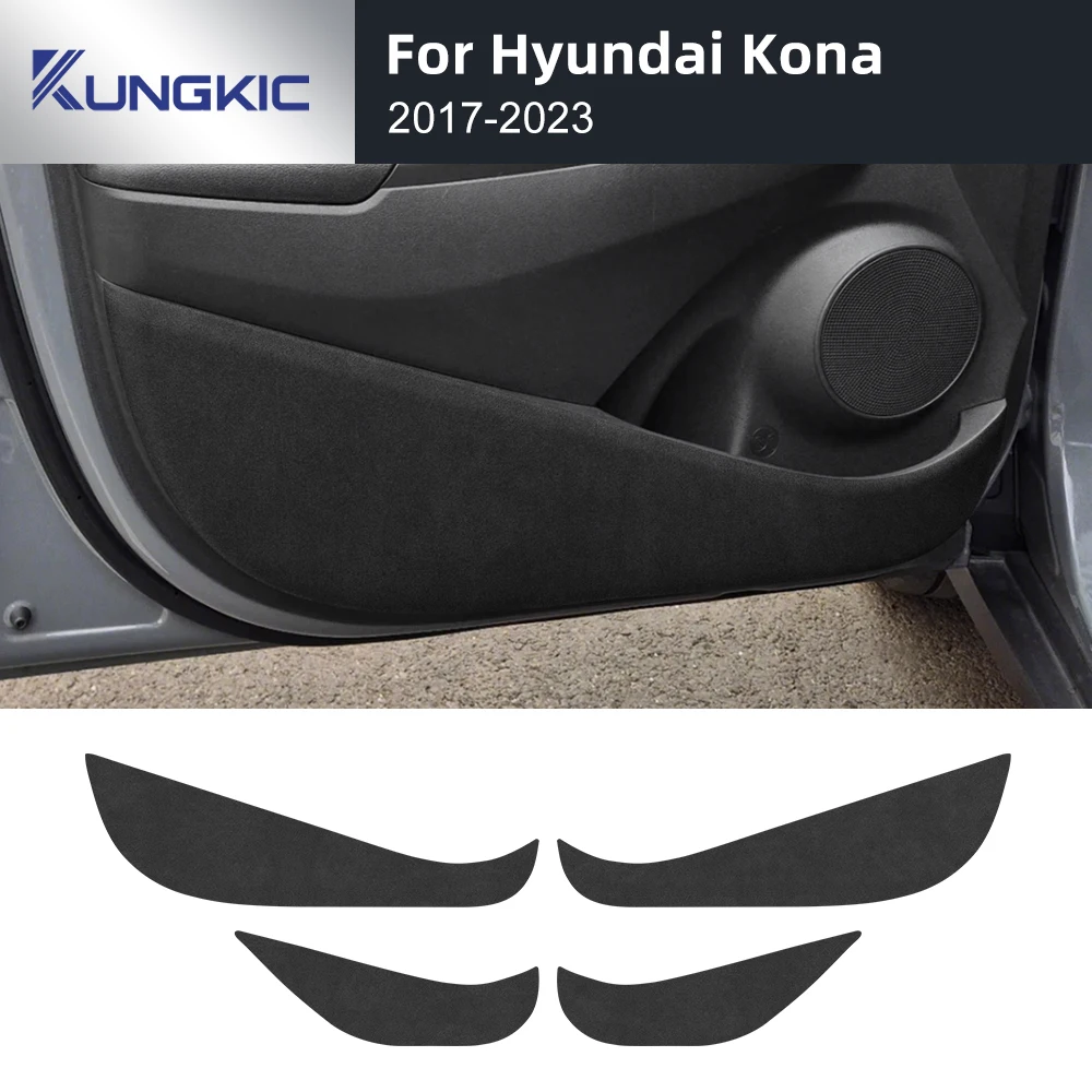 

Door Anti-kick Pad For Hyundai Kona 2017 2018 2019 2020 2021 2022 2023 Car Leather Carbon Mat Trim Accessories LHD RHD