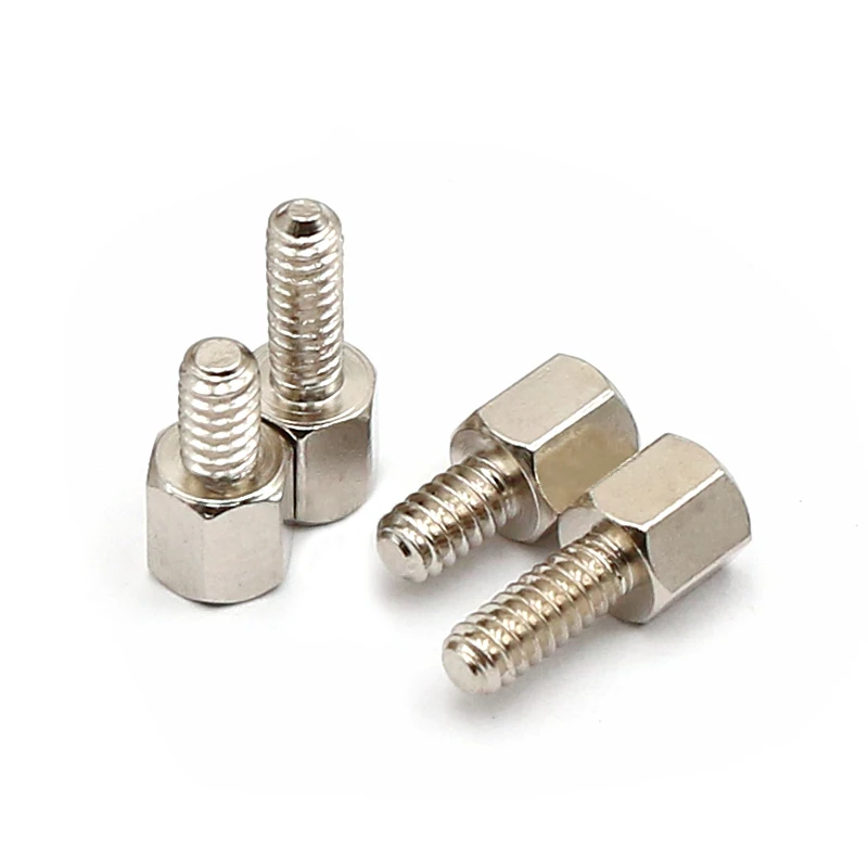Brass Copper Nickle-Plated 4-40x5-L Hex Standoff Male-Female Spacer Jackscrew For PCB Board Motherboard VGA DVI COM Port