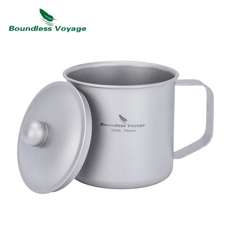 

Boundless Voyage Titanium Water Mug Tea Cup with Lid Ultra-light Multifunctional Cooking Kit Kitchen Tableware 360ml Cooker