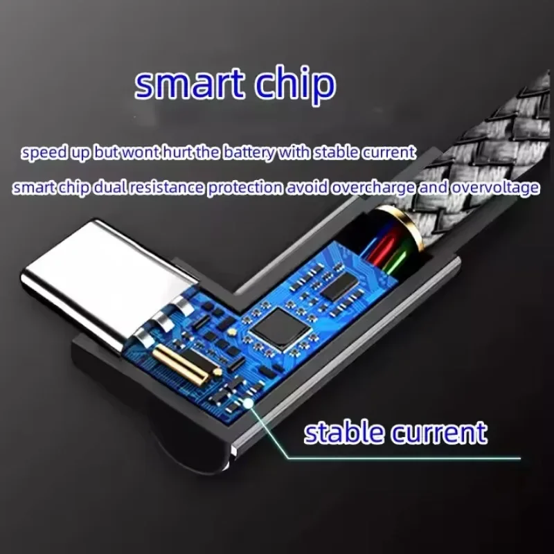 Cable USB C ángulo recto 90° carga rápida PD 100W y datos - imagen 4