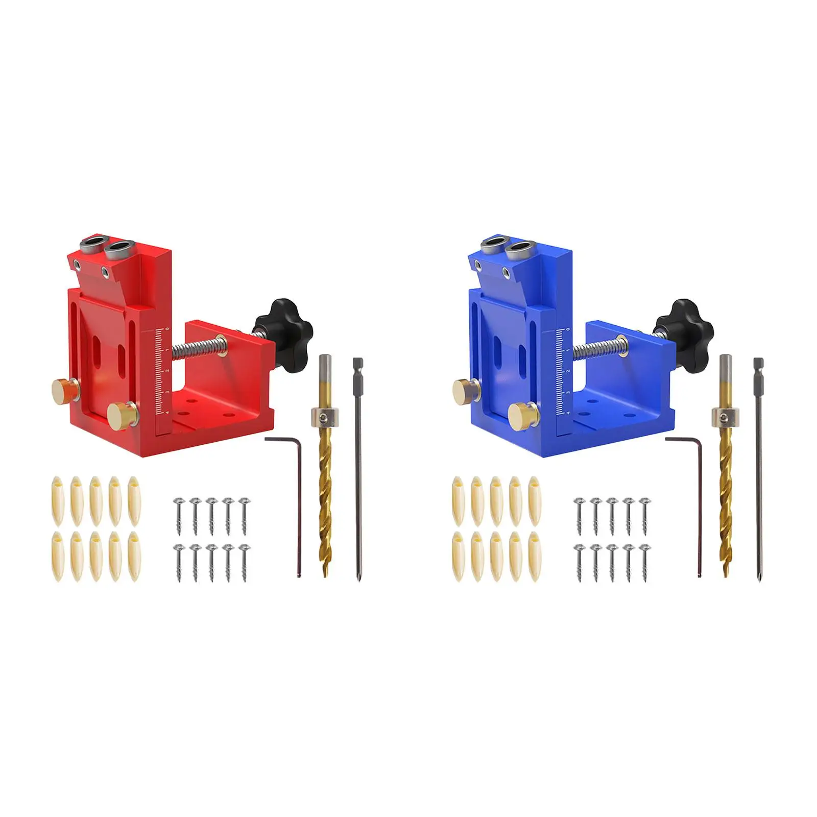 Pocket Hole Jig Kit Portable Aluminum Alloy Dowel Drill Carpentry for Mounting Railings Sturdy Pocket Dowel Hole Jig System Set