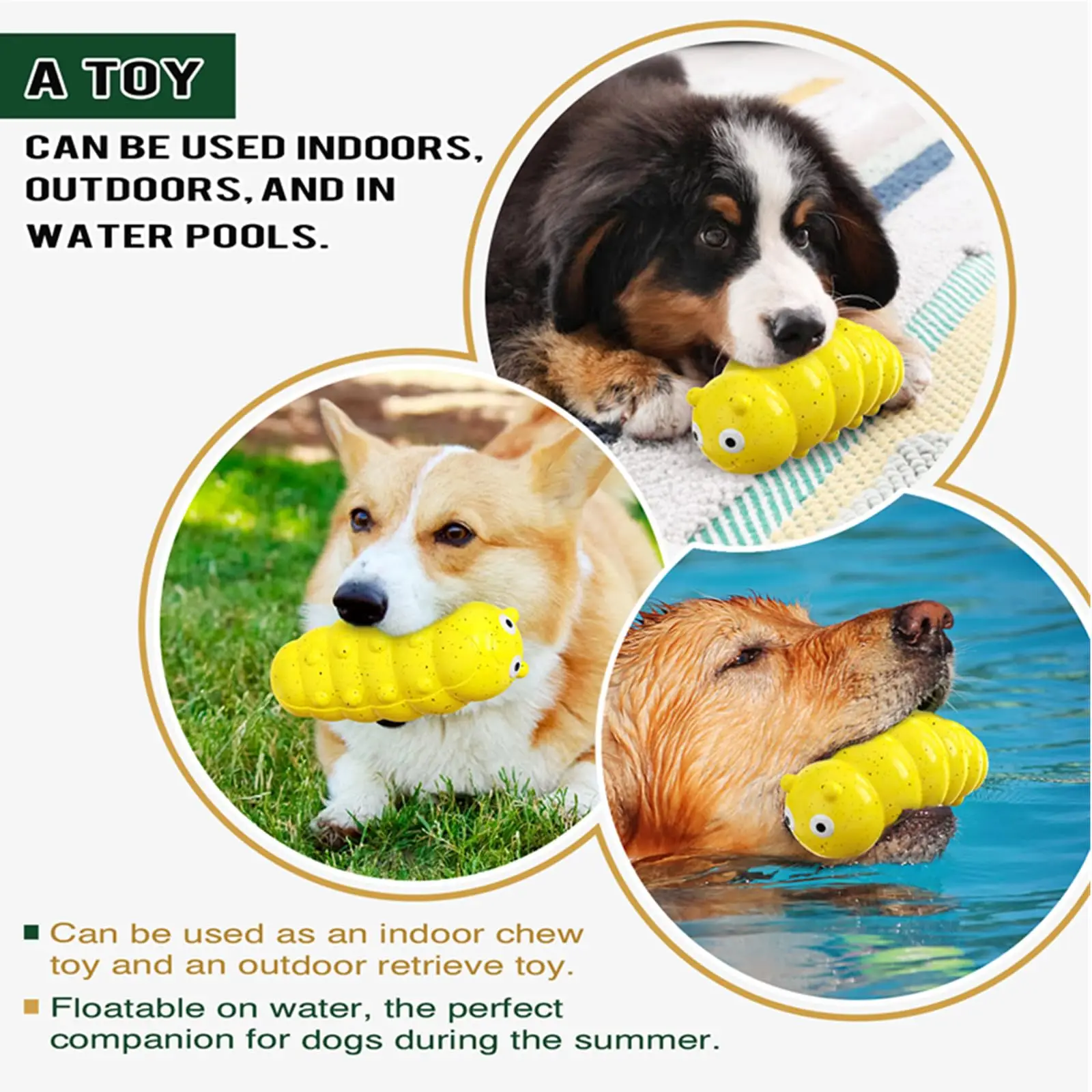 Indestructible Squeaky Dog Chew Toys for Aggressive Chewers, Food Grade Material Dog Chew Toys, Tough Durable Dog Toys Medium