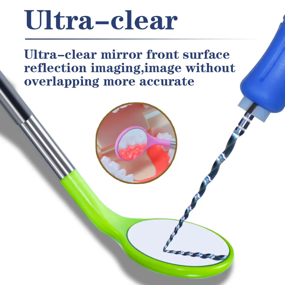 XND Dental Anti-fog Mouth Mirror Surface Exam Mirrors Metal Handle Reflectors  Replaceable 12PCS Ultra-clear Mirrors
