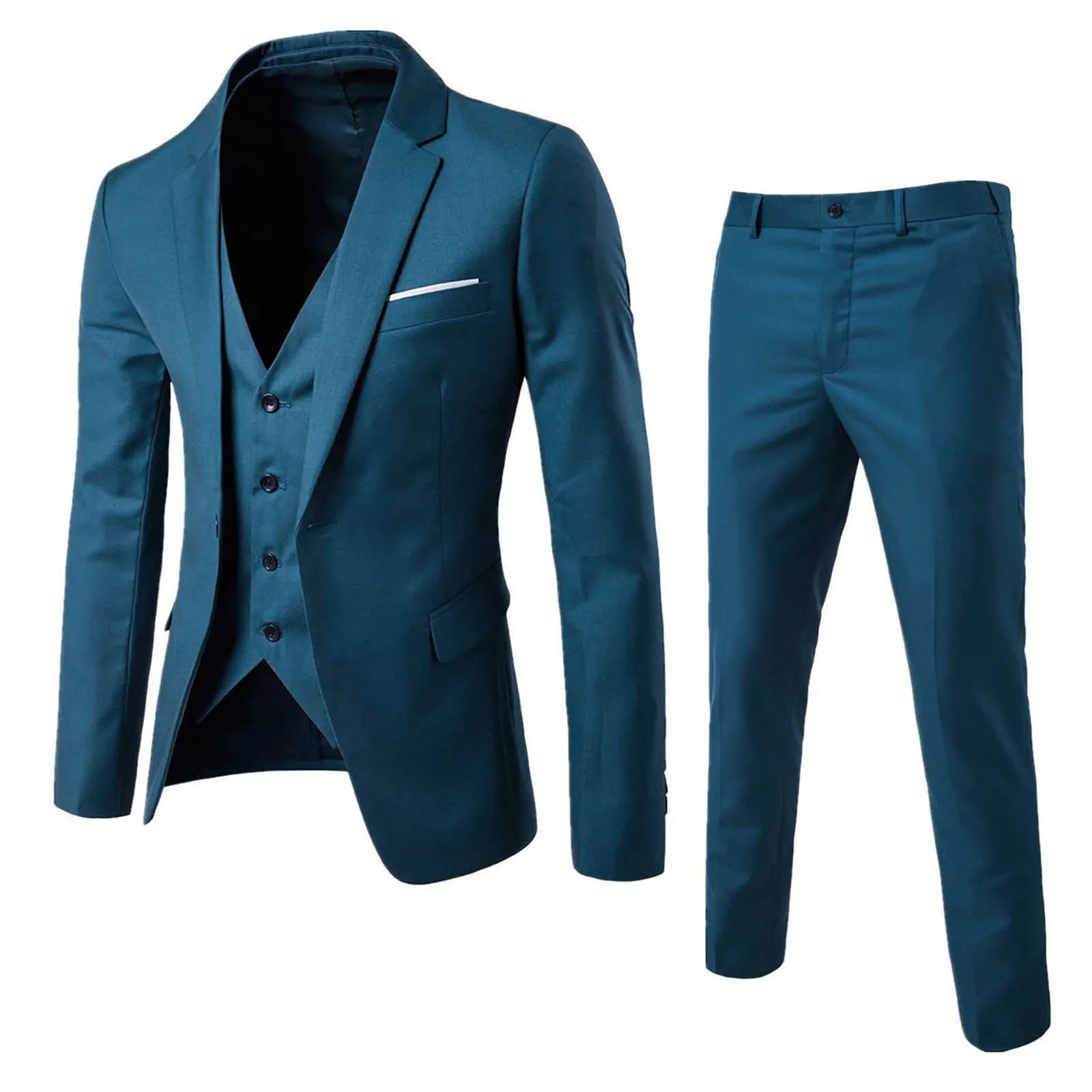 Men’S Suit Slim 3 Suit Business Wedding Party Jacket Vest & Pants Coat All Season Fitness Handsome Formal Suit Pocket Clothes