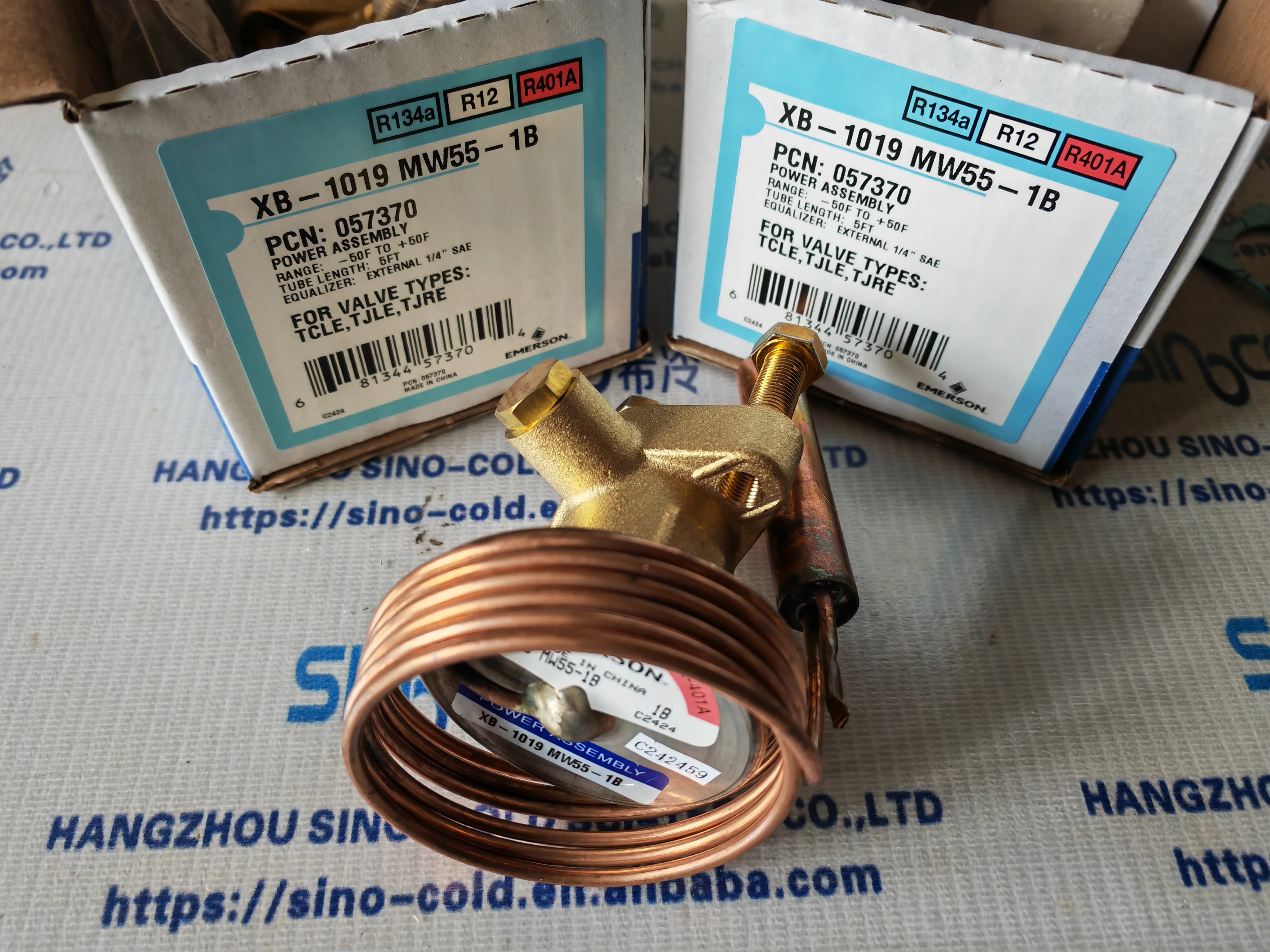 วาล์วขยายองค์ประกอบเทอร์โมสแตติก XB-1019 MW55-1B ALCO 803379 R134A สำหรับชิ้นส่วน