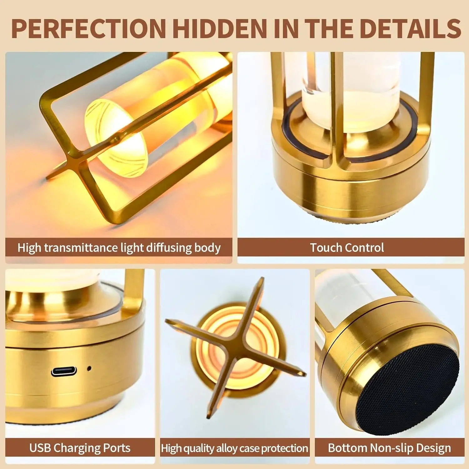 Rechargeable Wireless Table Lamp LED Touch Sensor Desktop Night Light Reading Lamp for Restaurant Hotel Bar Bedroom Decor Light